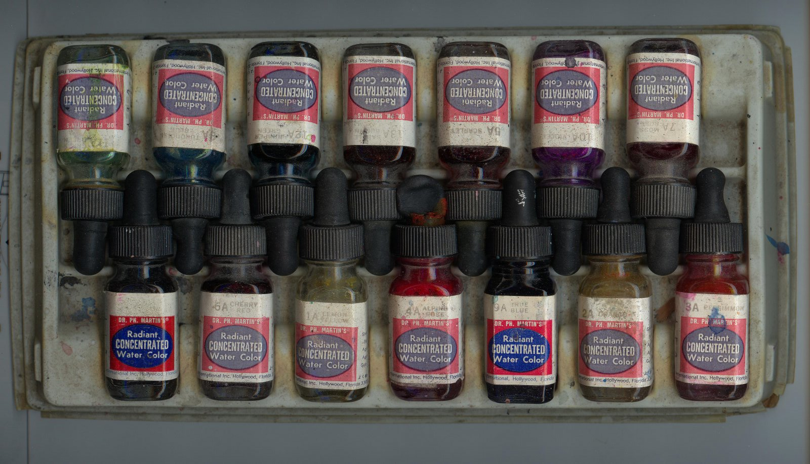 Photo of package of Dr Martins water color dyes from 1980s