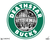 Vector graphic image by Mike Martinet of a Deathstar inside the Starbucks logo