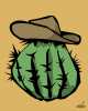 Vector graphic image by Mike Martinet of a barrel cactus wearing a cowboy hat