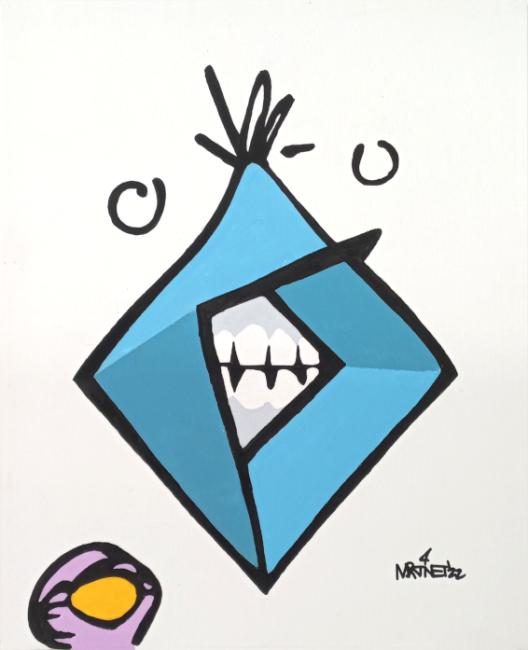 Painting of teeth inside geometric shape