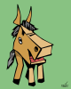 Vector graphic image by Mike Martinet of a horse's head with legs and no body